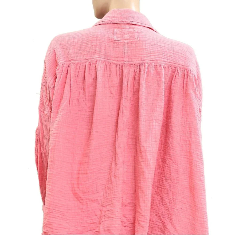 Free People We The Free Cardiff Gauzy Tunic Top Oversized Buttondown XS 280024